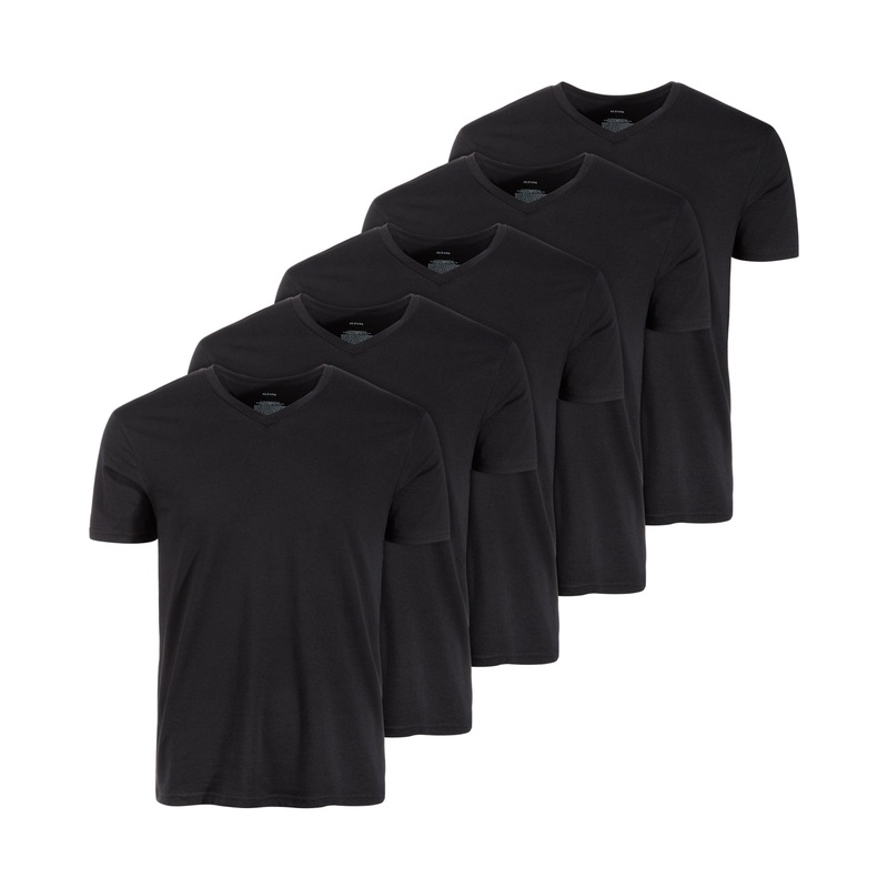 ALFANI Men's 5 Pack Moisture Wicking Solid Underwear T-Shirts Black XL