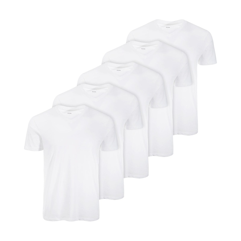 ALFANI Men's 5 Pack Moisture Wicking Solid Underwear T-Shirts White Small