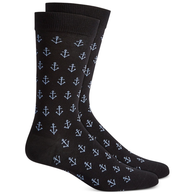 Club Room Mens Anchor Crew Socks Black Blue