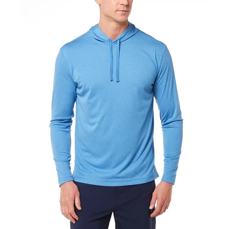 Weatherproof Vintage Men's Long Sleeve Hooded Sun Shirt Blue Microchip XL
