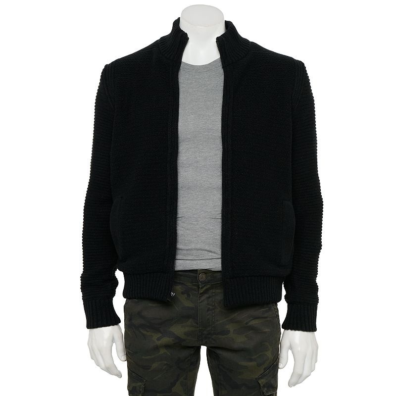 X-Ray Men's Full-Zip High Neck Black Sweater Large
