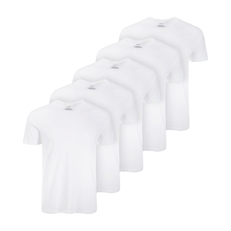 ALFANI Men's 5 Pack Moisture Wicking Solid Underwear CREWNECK T-Shirts White Small