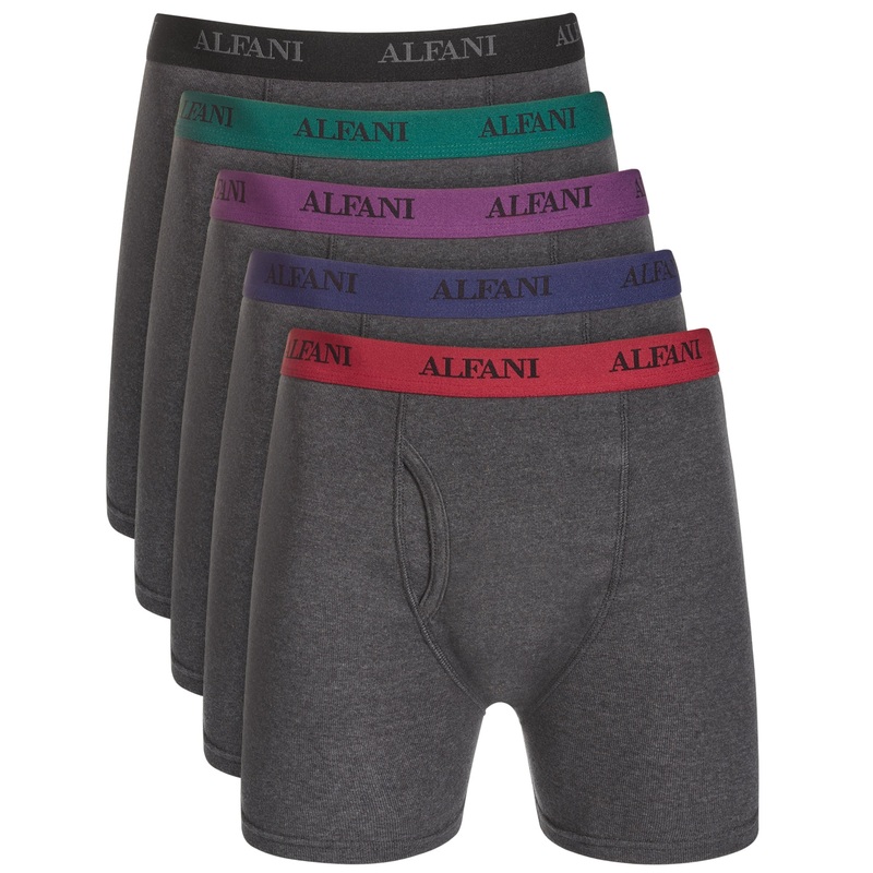 Alfani Men's 5-Pk Underwear Moisture-Wicking Boxer Briefs Charcoal Large
