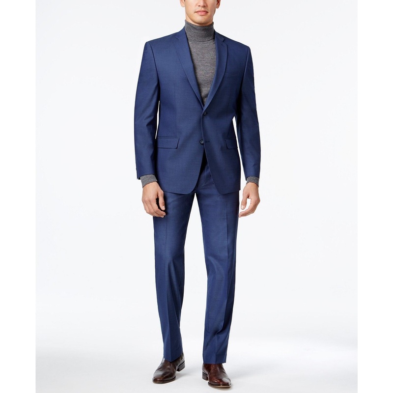 Andrew Marc Men's Blue Neat Suit 40R / 33 x 32 Stretch Classic Fit