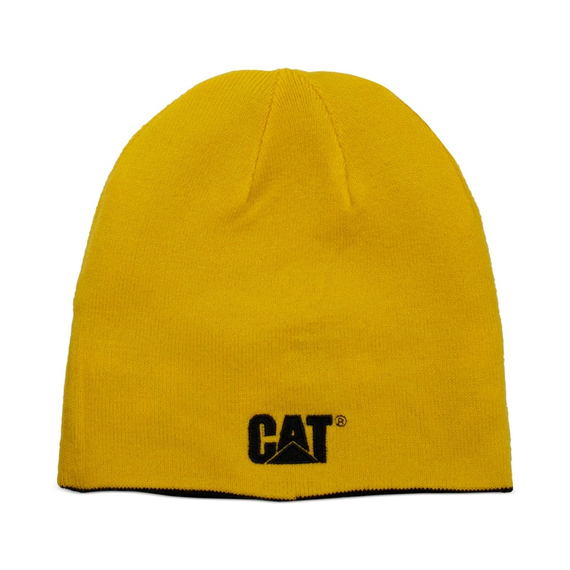 Caterpillar Mens Reversible Logo Beanie Hat Yellow