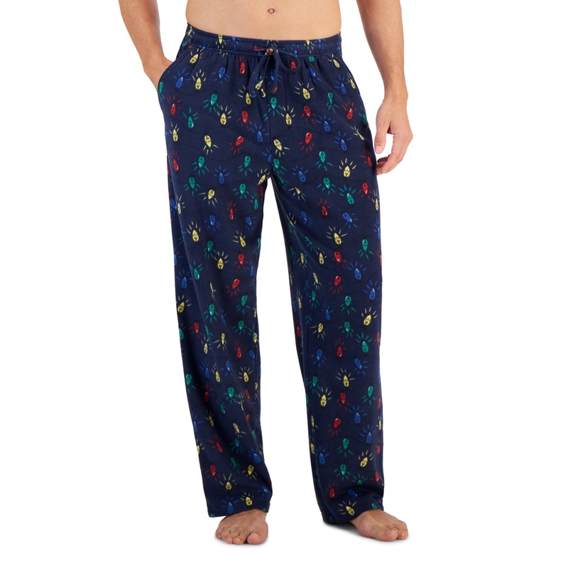 Club Room Men's Fair Isle Fleece Pajama Pants Navy Blue Small
