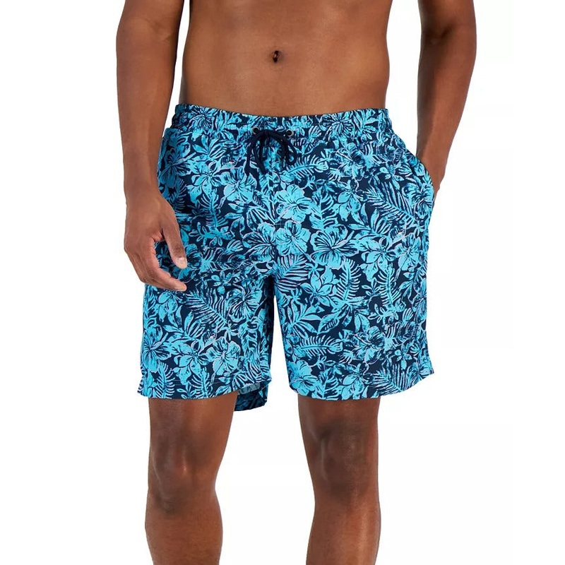 CLUB ROOM Men's Mahalo Floral Swim Trunks Small Blue