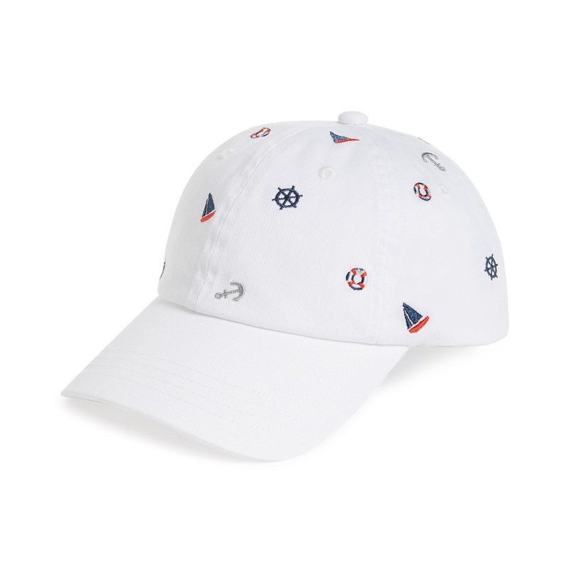Club Room Mens Nautical Embroidered Baseball Hat White ONE SIZE