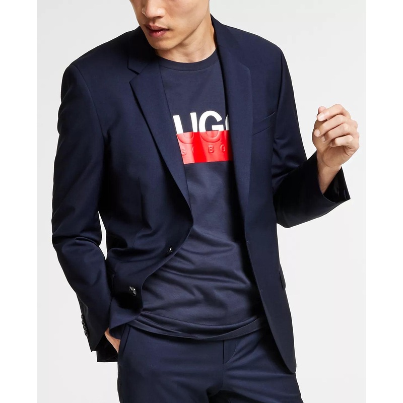 Hugo Boss Men's Slim-Fit Superflex Stretch Solid Suit Jacket Dark Blue 42R