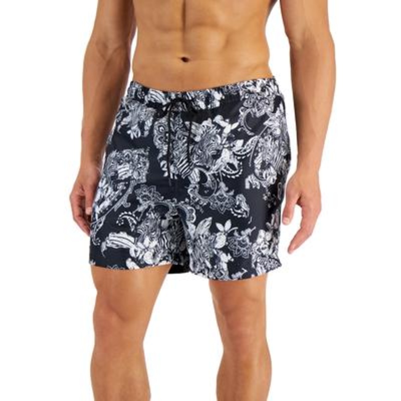 I.N.C. International Concepts Mens Zebra Board Shorts Black Small