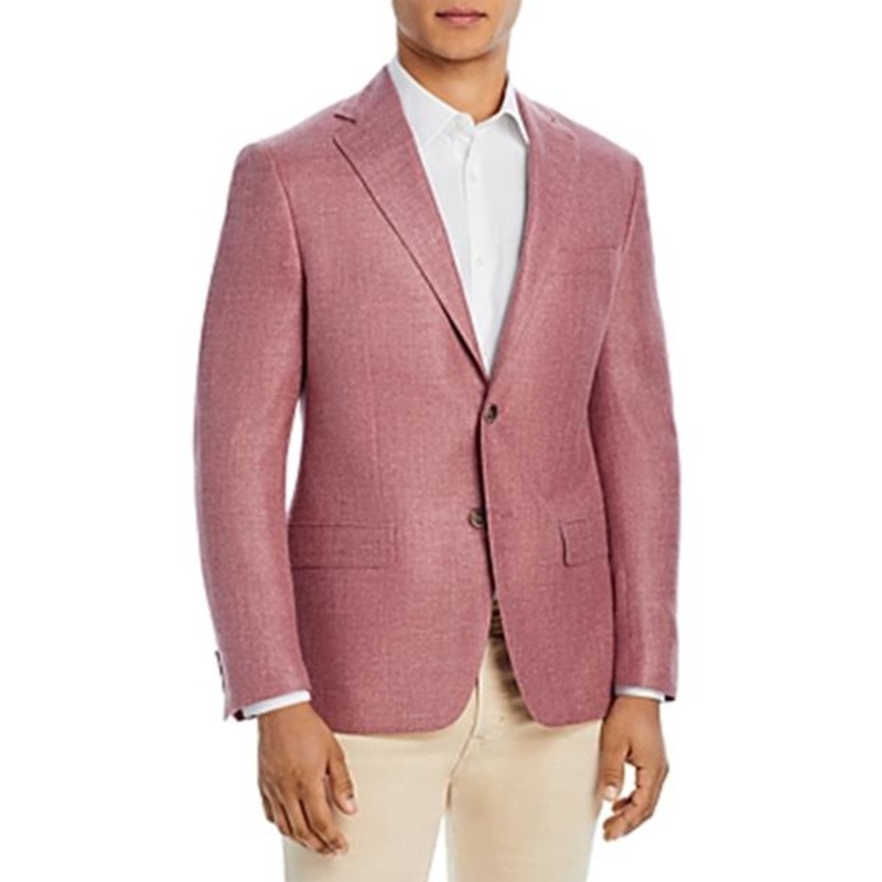 Robert Graham Mens Sport Coat Red 40R Mlange Basketweave Slim Fit