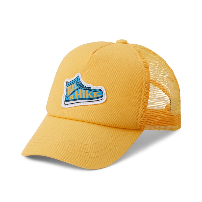 Sun Stone Mens Take a Hike Graphic Cap Hat Mustard Yellow