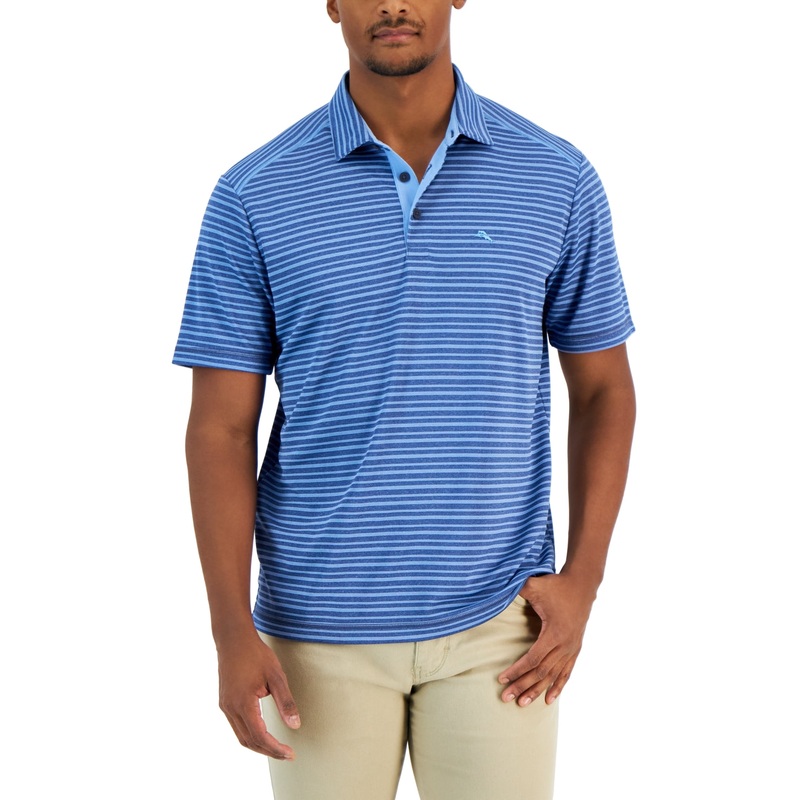 Tommy Bahama Men's Paradise Isle Striped Polo Shirt Blue XL
