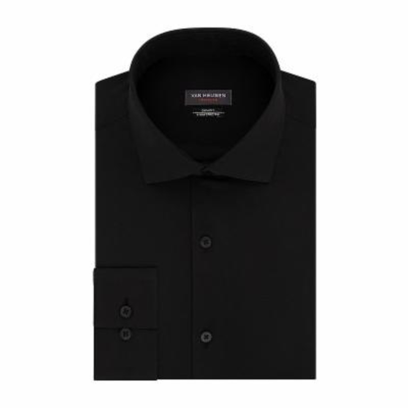 Van Heusen Men's Slim Fit Button Down Dress Shirt Black 15 15.5 32 33