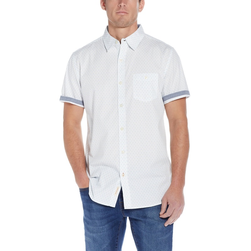 Weatherproof Vintage Men's Short Sleeve Button Down Shirt Light Blue Small
