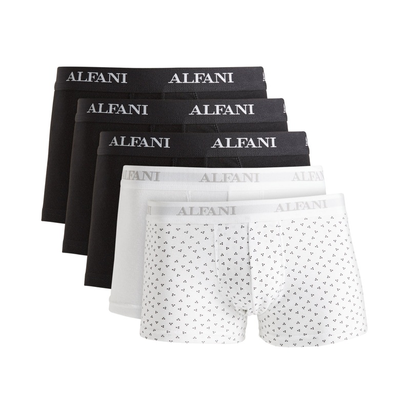 ALFANI Men's 5 Pack Moisture Wicking Underwear Trunks Black Small