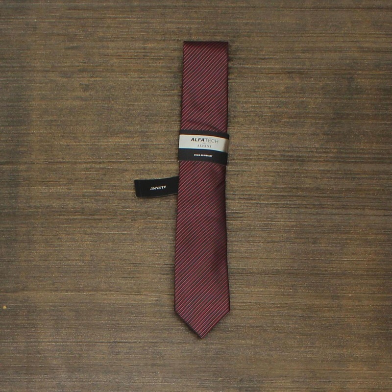 Alfatech by Alfani Mens Ciley Stripe Tie Necktie Red