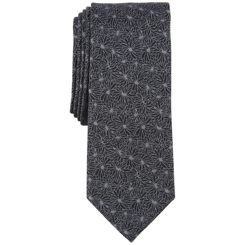 Bar Iii Men's Capri Floral Tie  Black Necktie