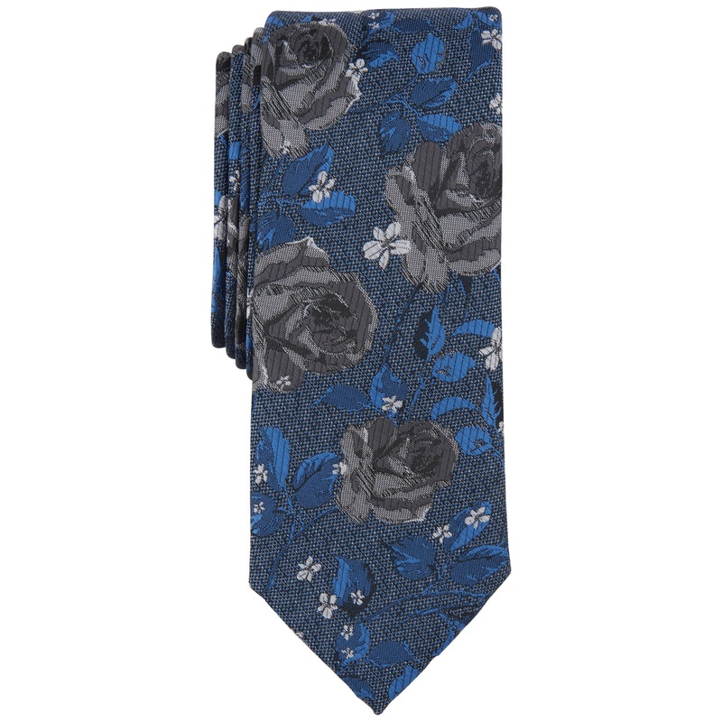Bar III Mens Windsor Floral Tie Black