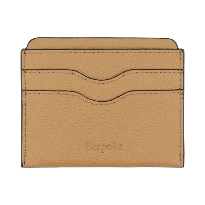 Bespoke Mens Beige Pebble Genuine Leather Card Case Wallet
