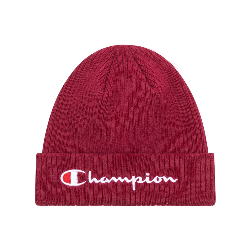 Champion Mens Script Logo Beanie Hat Maroon Red