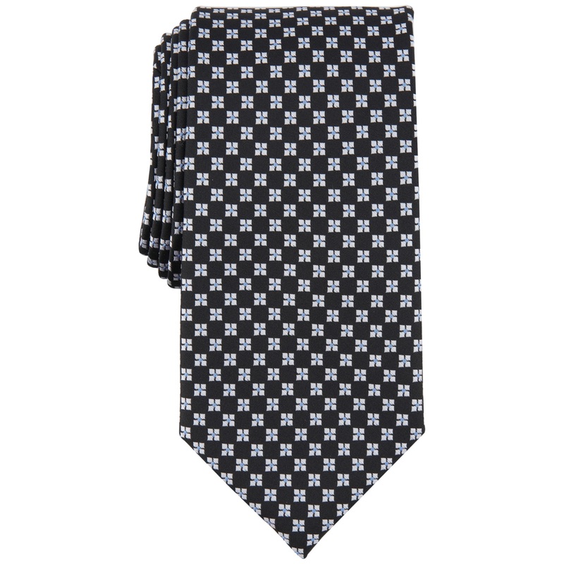Club Room Men's Cerro Checker Tie Black Necktie