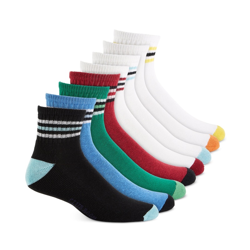 Club Room Mens 8pk. Stripe Quarter Sock Multicolor One Size