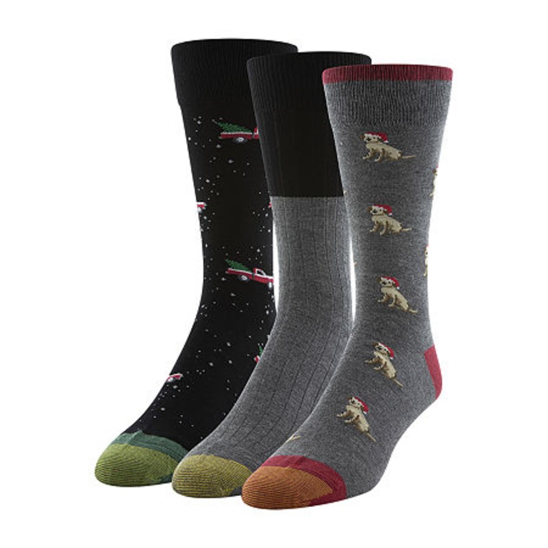 Gold Toe Men's Timeless Classics 3-Pk Crew Socks Multi Grey 6-12
