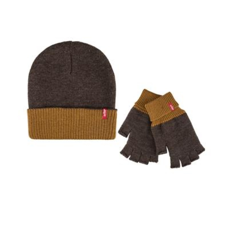 Levis Mens Reversible Beanie Hat Tan