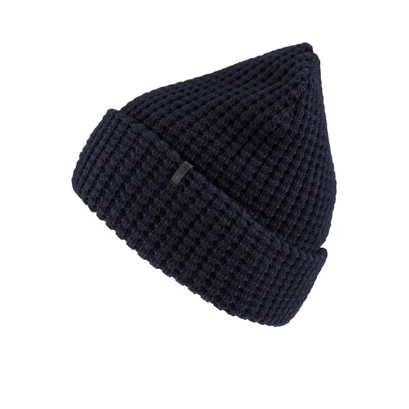 Levis Mens Two in One Reversible Waffle Knit Beanie Hat Navy Blue