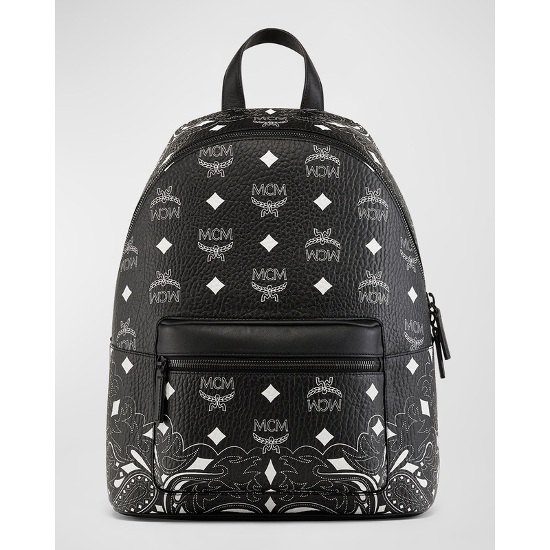 MCM Medium Stark Bandana Visetos Coated Canvas Backpack Black