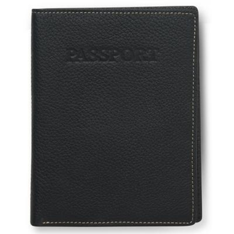 Perry Ellis Portfolio Leather Passport Wallet Case Black