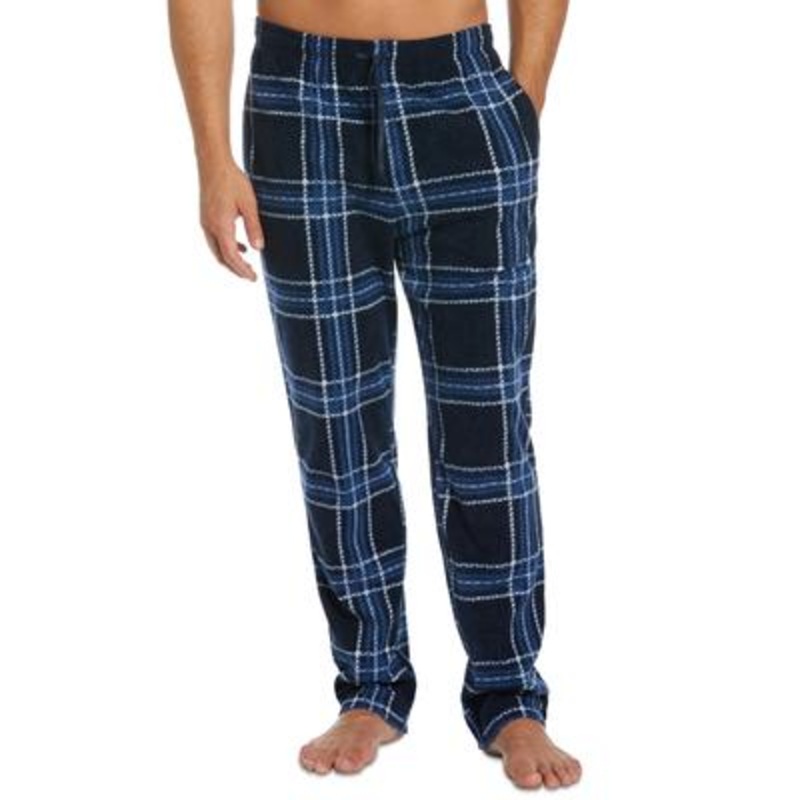Perry Ellis Portfolio Men's Pajama Pants Chevron Plaid Textured Dark Blue XL