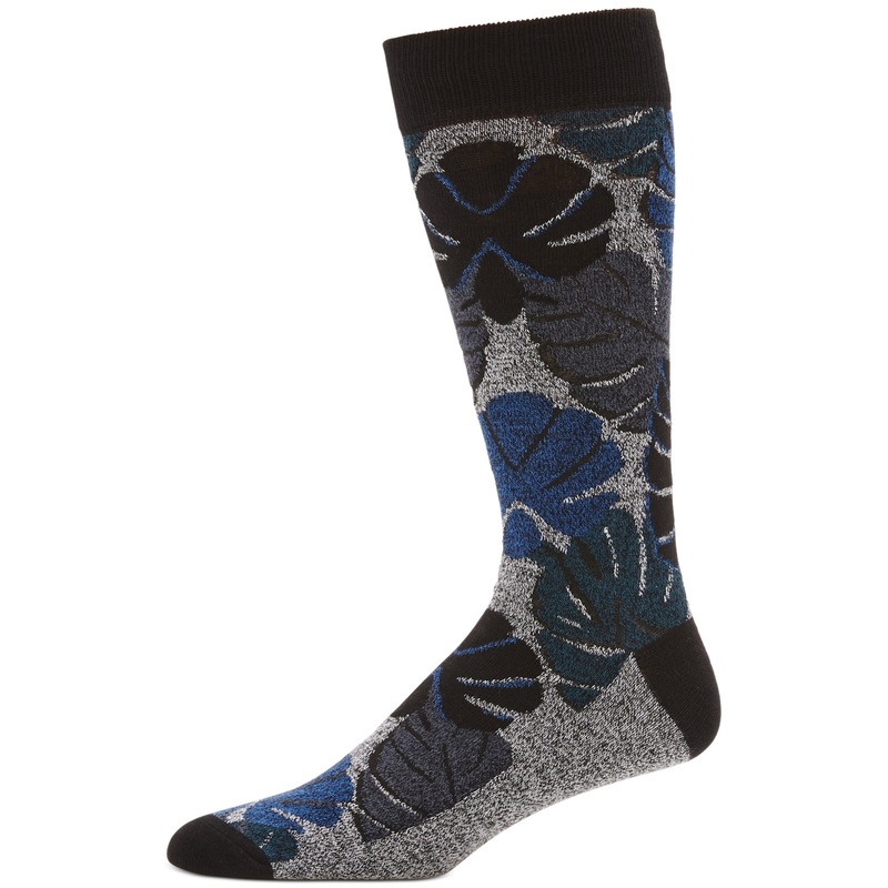 Perry Ellis Portfolio Men's Tossed Palms Moisture-Wick Crew Sock Charcoal OS