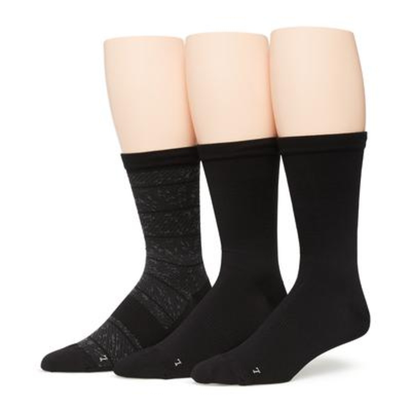 Perry Ellis Portfolio Mens 3 Pack Micro Performance Crew Socks Black