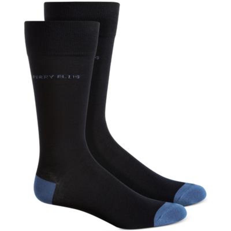 Perry Ellis Portfolio Mens Logo Crew Socks Navy