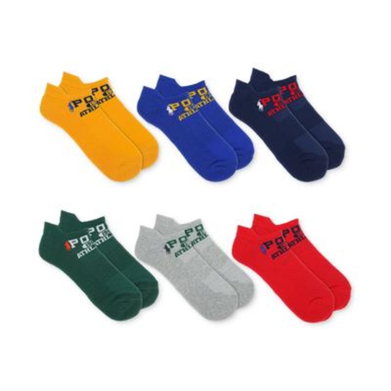 Polo Ralph Lauren Mens 6-Pk. Logo Low Cut Ankle Socks Multicolored  7-12