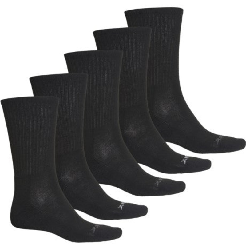 Reebok Men's 5 Pack Crew Socks Black One Size