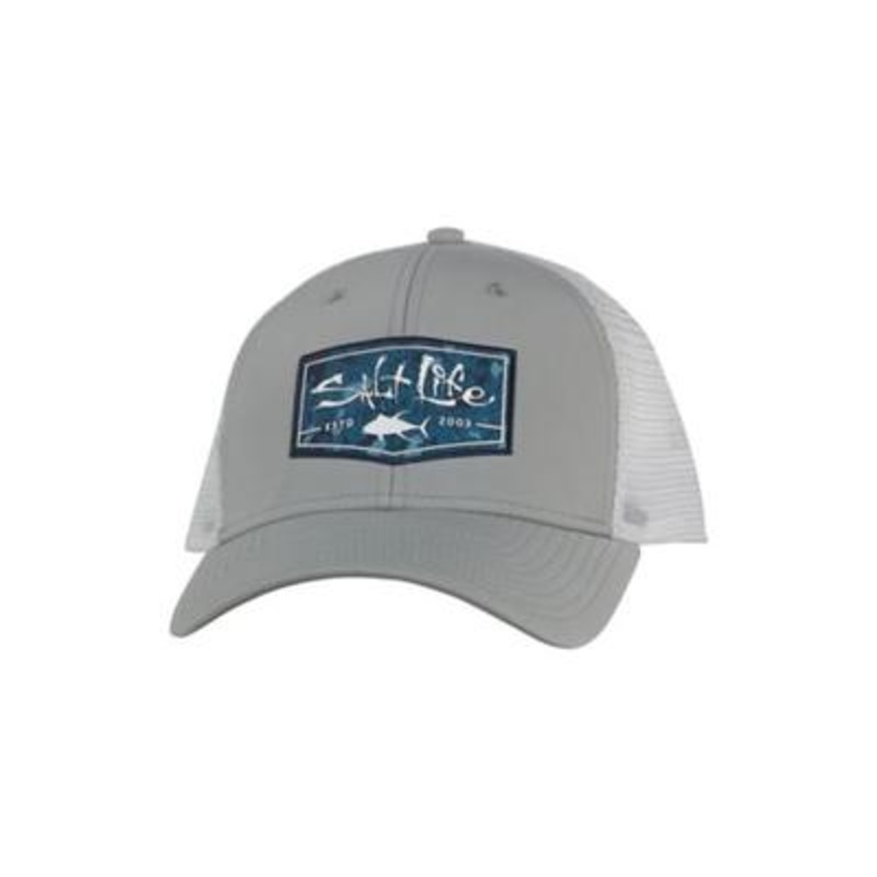 Salt Life Men's Aqua Badge Baseball Hat Light Grey