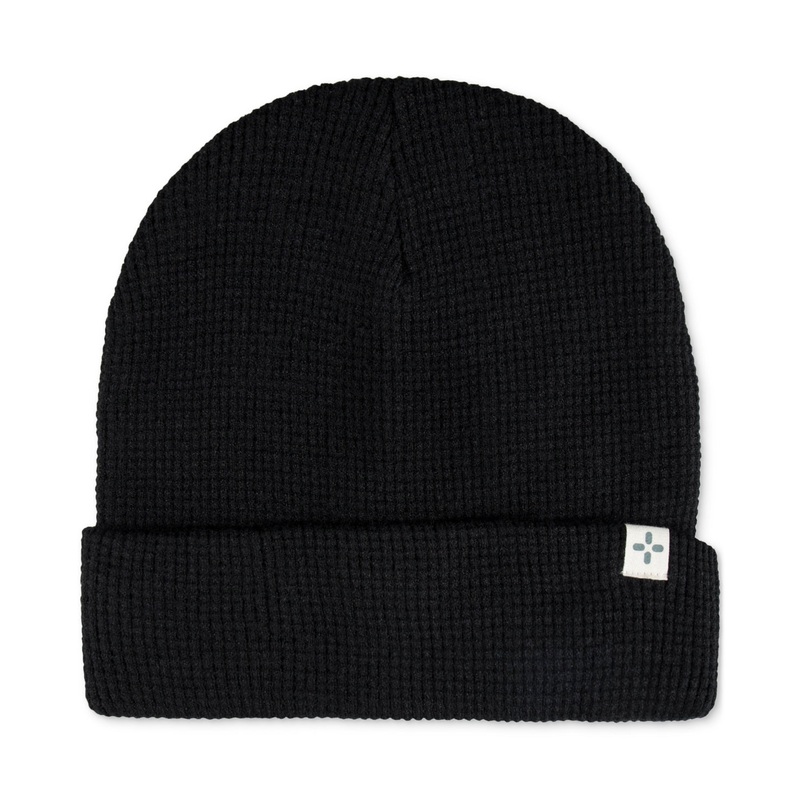 Sun Stone Mens Black Waffle Knit Beanie Hat One Size