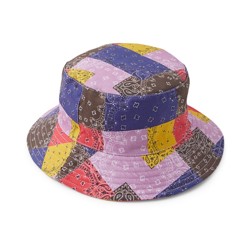 Sun Stone Mens Paisley Patchwork Bucket Hat Lavendar Multi