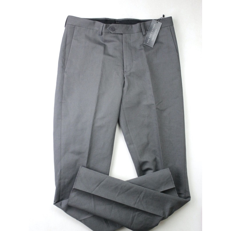 The Men's Store  Cotton & Linen Slim Fit 40 Dress Pants Grey