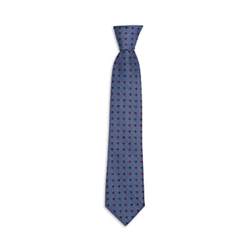 The Men's Store  Medallion Grid Silk Classic Tie Blue Necktie