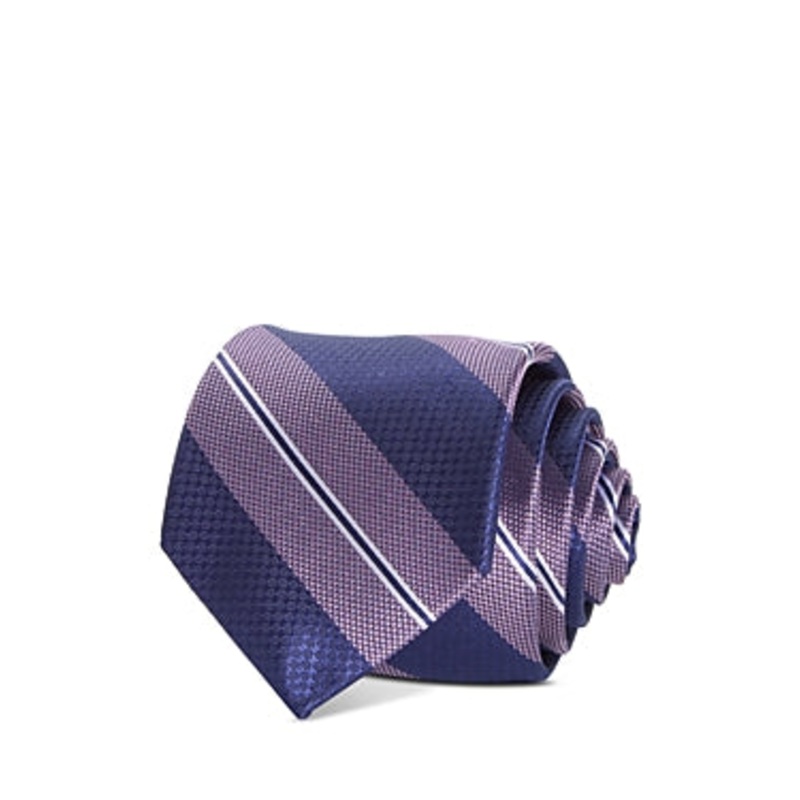 The Men's Store  Stripe Silk Classic Tie Blue Necktie