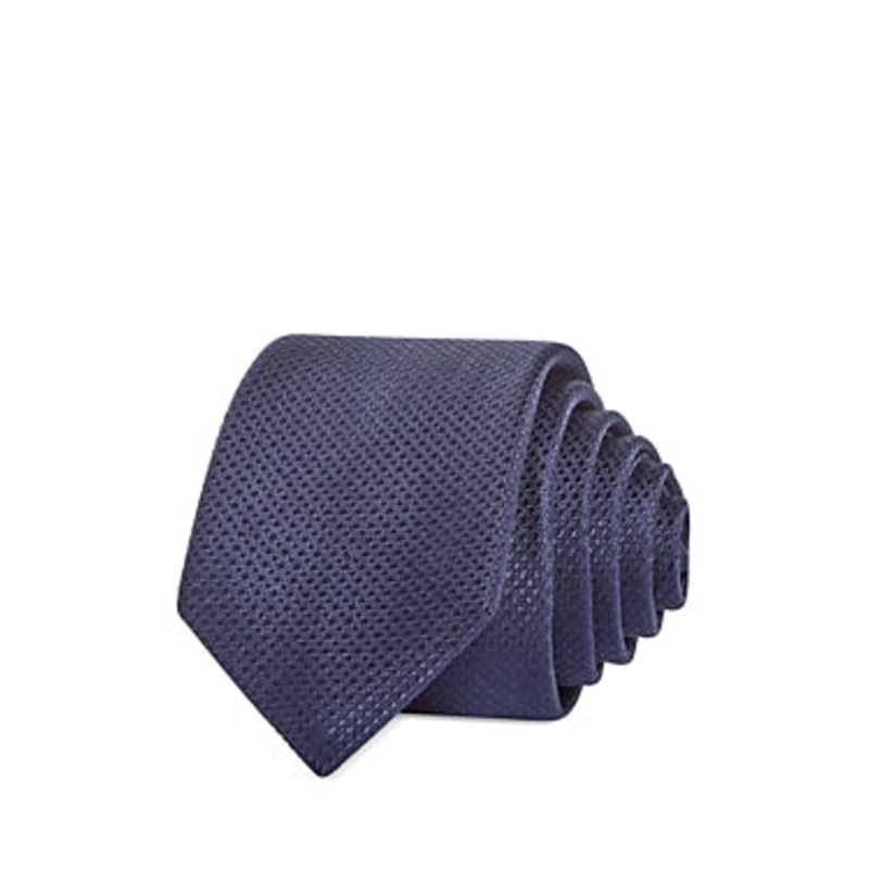 The Men's Store  Textured Solid Silk Skinny Tie Blue Necktie