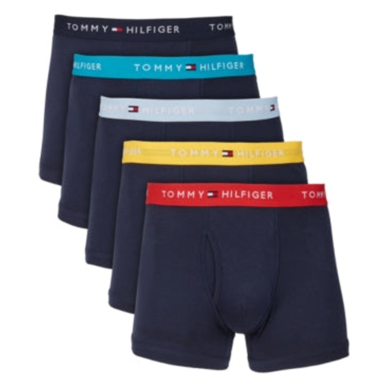 Tommy Hilfiger Men's 5 Pk. Classic-Fit Cotton Underwear Trunks Navy Blue Multi 2XL