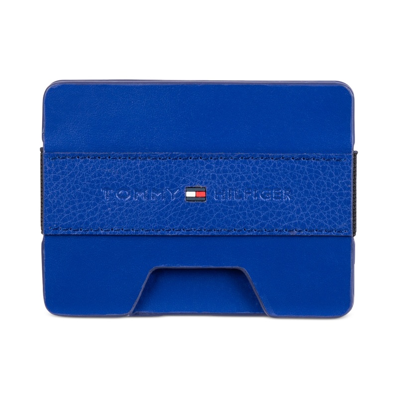Tommy Hilfiger Mens RFID Leather Stretch Wallet Card Holder Cobalt Blue