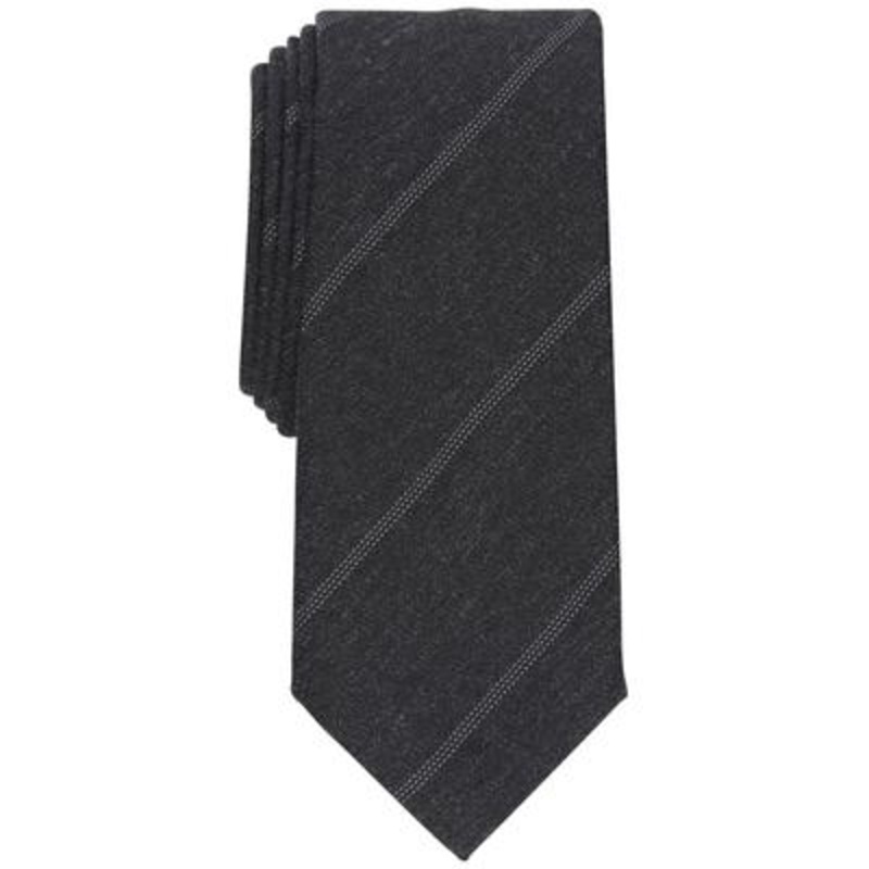 Alfani Mens Slim Stripe Tie Charcoal OS