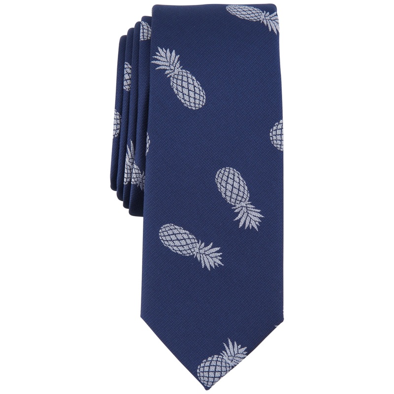 Bar Iii Men's All Over Pineapple Graphic Tie Navy Blue Necktie