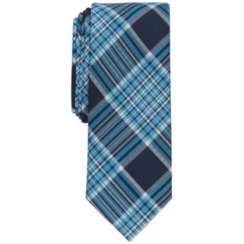 Bar Iii Men's Leroy Plaid Skinny Tie Teal Blue Necktie
